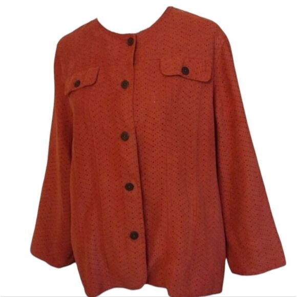 Samantha Grey faux suede perforated jacket with ornate buttons size 16 - Picture 1 of 11